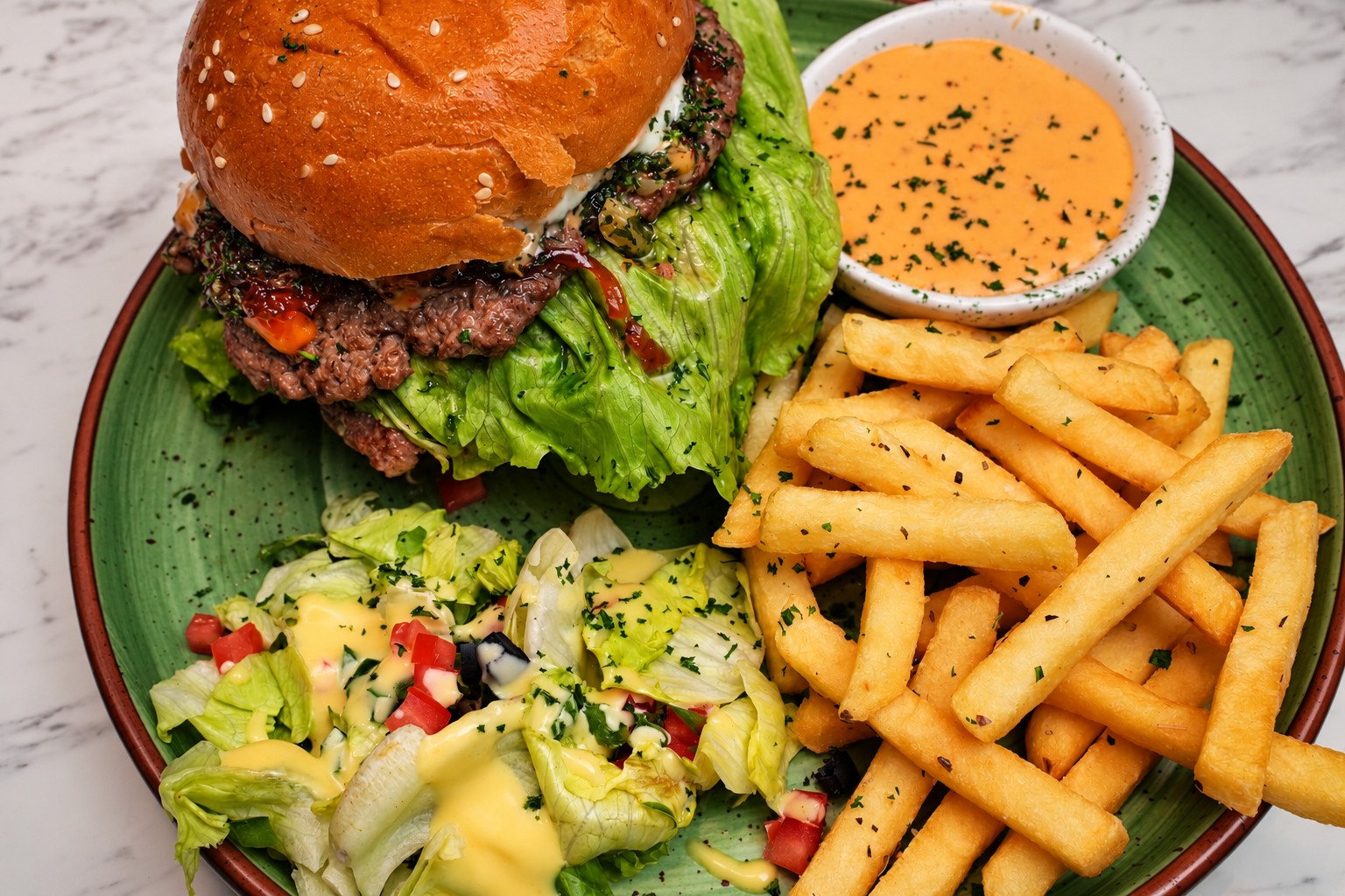 Signature burger at Pulse Restaurant